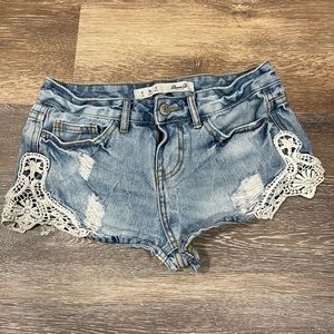 Denim Co lace ripped denim shorts
